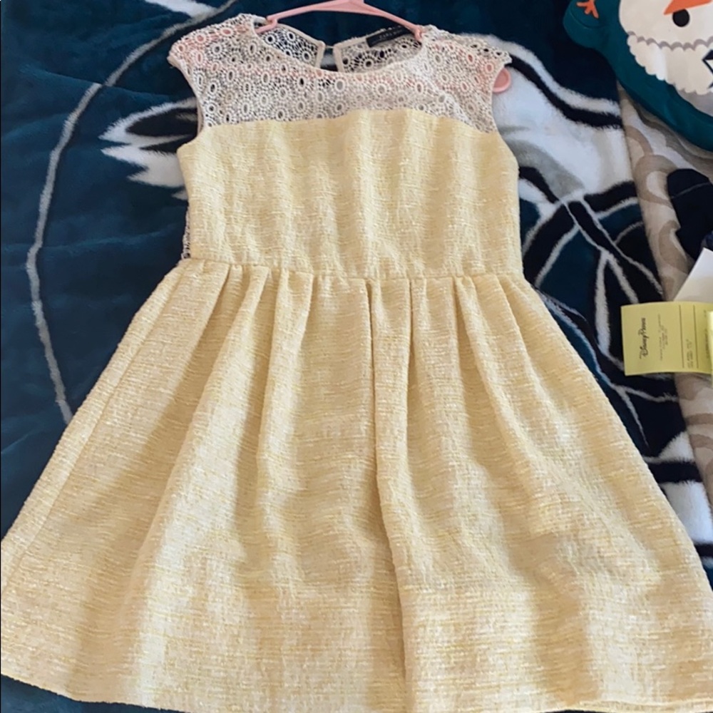 Zara yellow sheer back dress